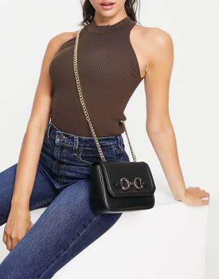 ALDO ALDO Flojo snaffle hardware cross body bag with chain in black