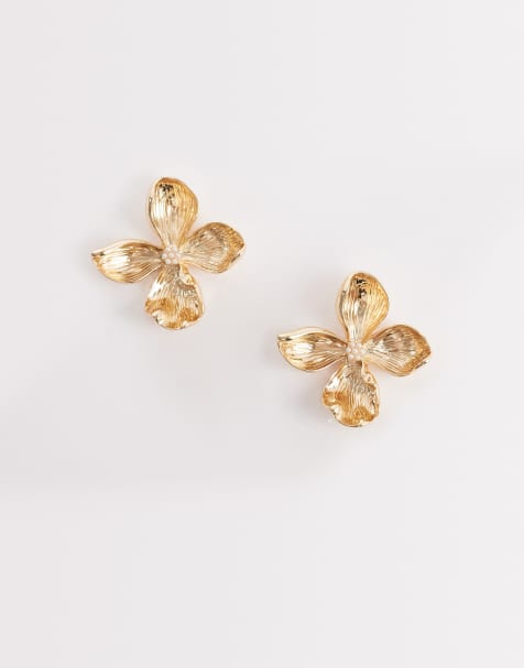 ALDO florapearl flower earrings in gold - view 1