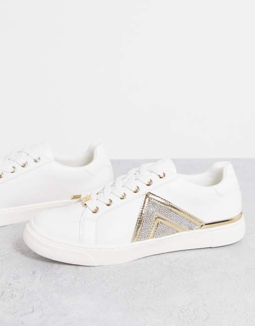 ALDO - Fran - Sneakers met versiering aan de zijkant in wit