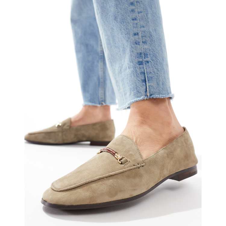 ALDO Francine loafers in olive suede | ASOS