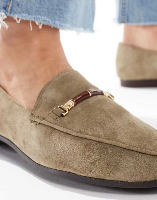 ALDO Francine loafers in olive suede | ASOS