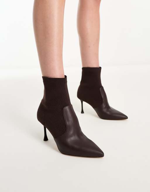 Dark brown ankle 2025 boots with heel