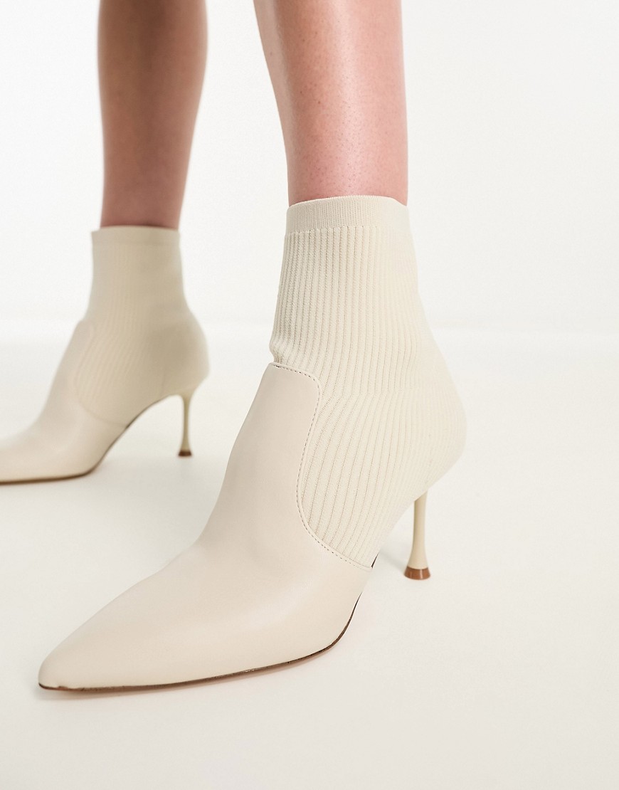 ALDO Gabi knitted heeled ankle boots in off white