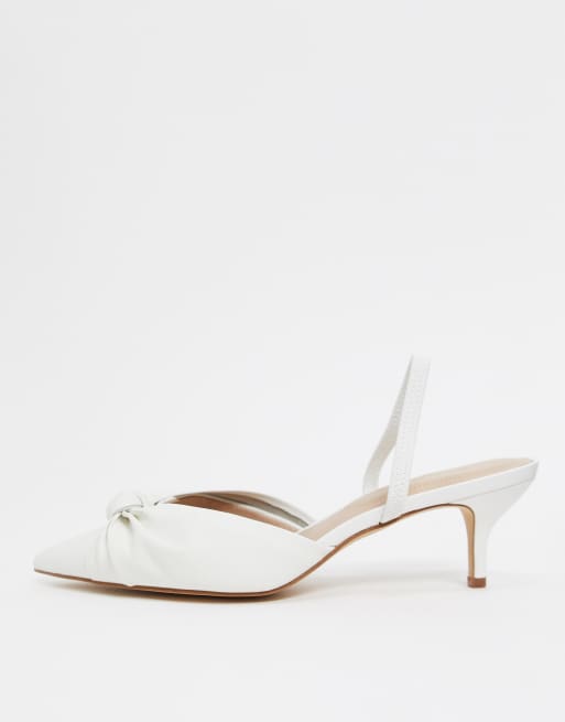 ALDO galaecia leather knot front stilletto mid heels in white ASOS