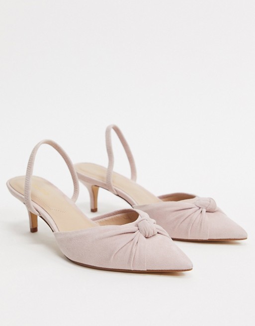 ALDO Galaecia mid heel slingback with knot detail in light pink