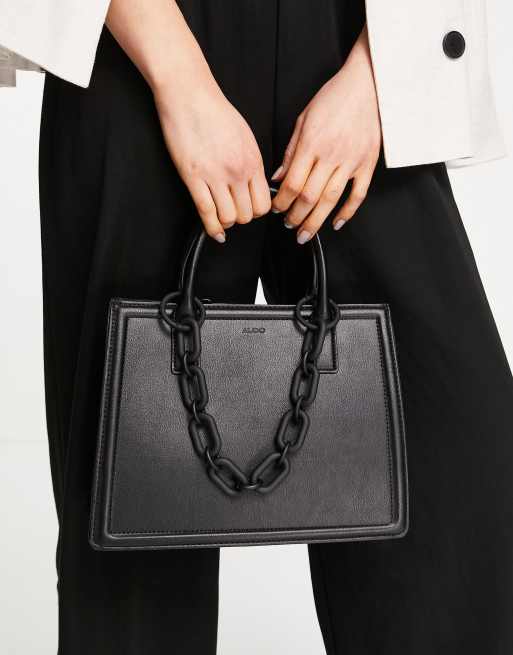 ALDO Galoas chain structured tote bag in black