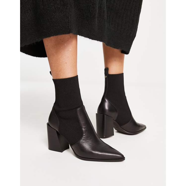 ALDO Ganina heeled western style boots in black leather