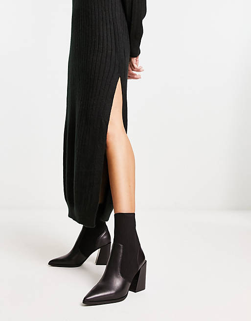 ALDO Ganina heeled western style boots in black leather | ASOS