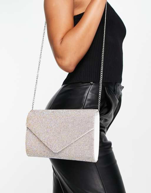 ALDO Geaven chainmail clutch bag in iridescent silver