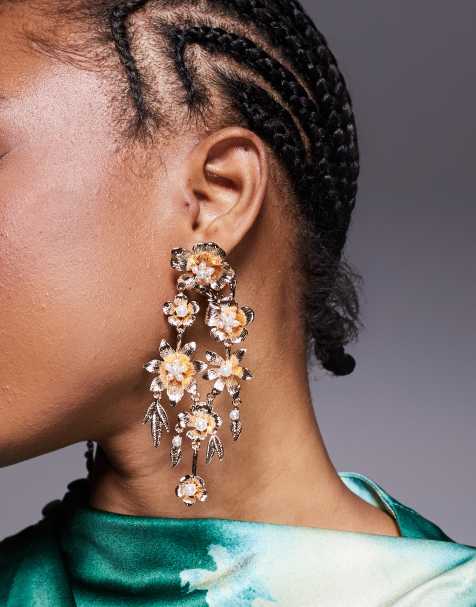 ALDO - Geemmaa - Statement oorhangers met bloemen in goud - view 1