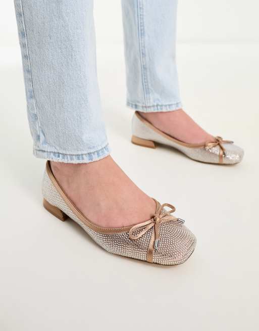 ALDO Gibbsi embellished flat shoes in bone