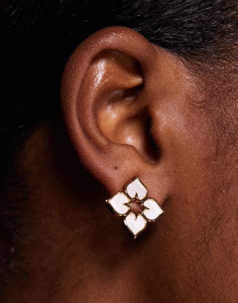 ALDO ginnie large flower stud earrings in gold plated - view 1