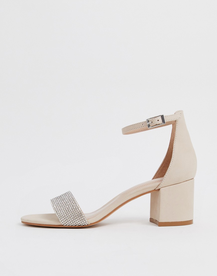 ALDO Gladoniel embellished block heeled leather sandal in beige-Pink