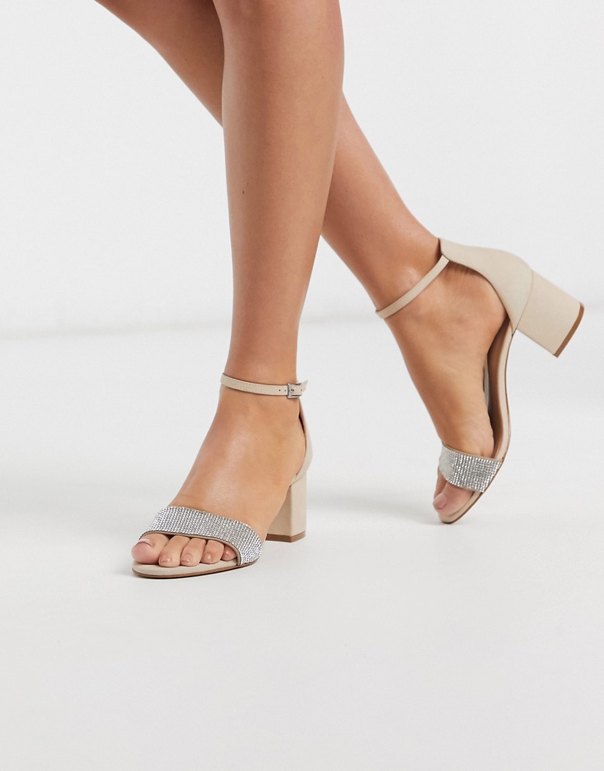 ALDO Gladoniel mid heel sandal with rhinestone trim-Cream