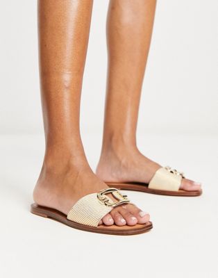 ALDO Glaeswen raffia sandals in beige  - ASOS Price Checker