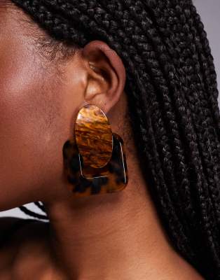 ALDO ALDO glamtort statement stud earring in brown tortoiseshell