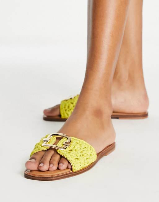ALDO Glaswen flat sandals in citrine crochet | ASOS 