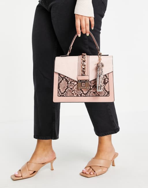 ALDO Glendaa cross body bag with top handle in blush snake ASOS