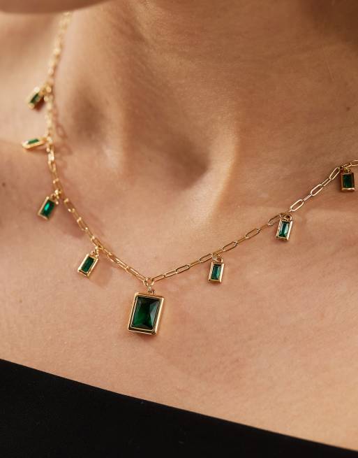 Emerald stone online necklace gold