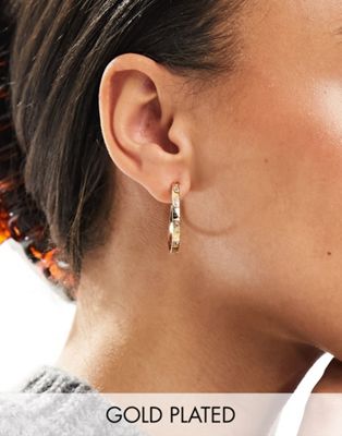 ALDO gold plated hoop earrings with baguette stone detail - ASOS Price Checker