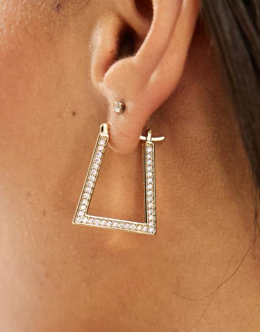 ALDO gold plated hoop earrings with cubiz zirconia embellishment | ASOS