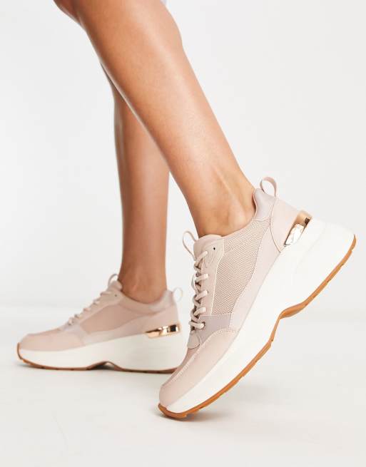 ALDO - Goodvibes - Hardloopschoenen met dikke zool en gouden randje in lichtroze 