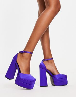 ALDO Grandle double platform heeled shoes in purple satin