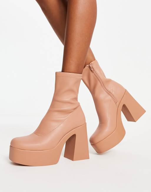 Beige sales platform shoes