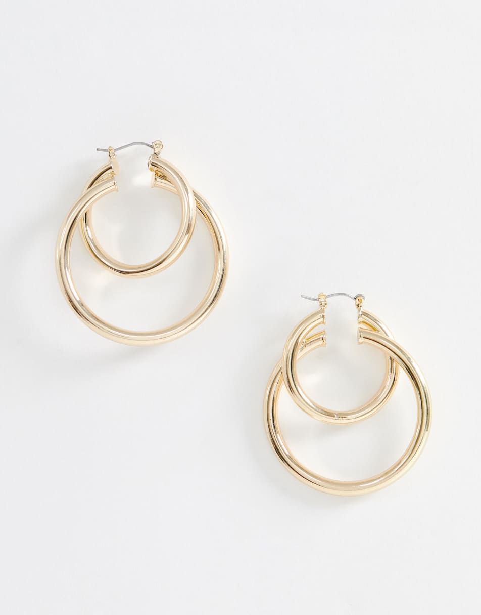 серьги двойные кольца. серьги 3409530. круглые сережки золотые. артикул 4066482 золотые серьги кольца. серьги сдвоенные кольца.