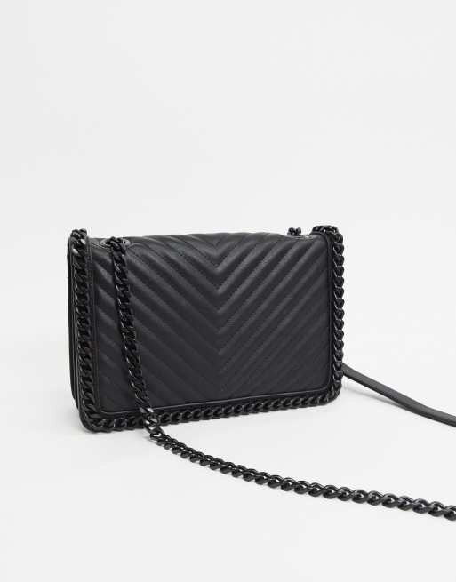 ALDO Greenwald chian detail quilted cross body bag in black | ASOS