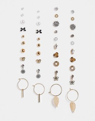 ALDO Groadia pack of 20 earrings in mixed metallics
