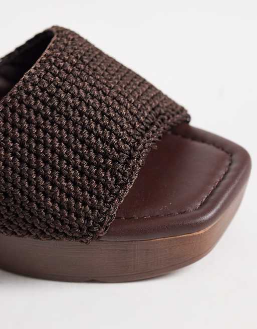 ALDO Grounded crochet wedge heeled sandals in dark brown , 4 of 4