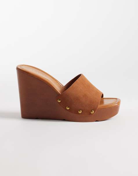 Aldo - Grounded - Gyldenbrune hæklede sandaler med kilehæl - view 1