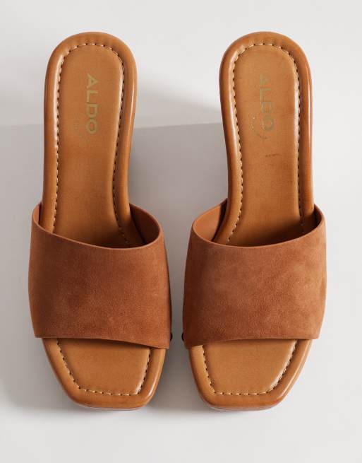 ALDO – Grounded – Jasnobrązowe szydełkowane sandały na koturnie, 2 z 4