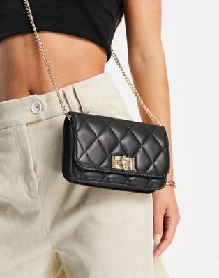 ALDO Grydith quilted cross body bag in black