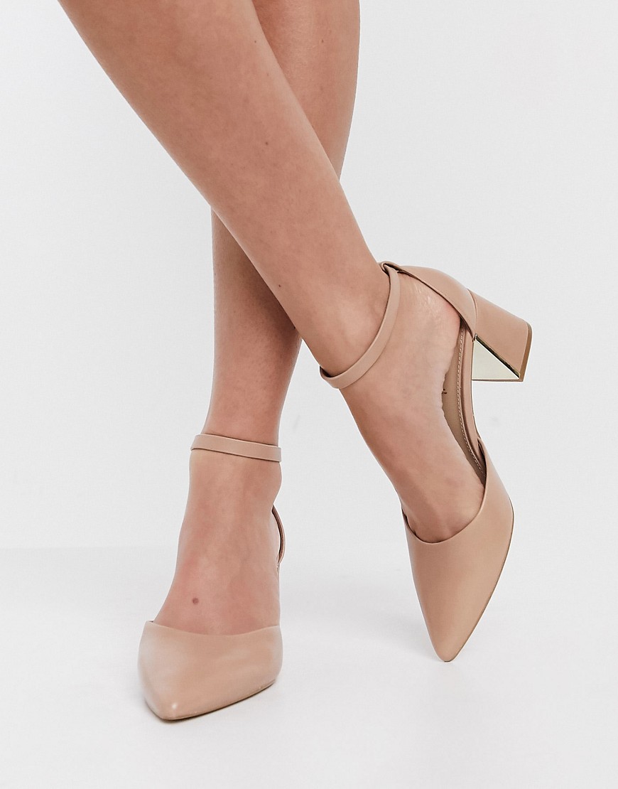 ALDO - Gryma - Beige skor i läder med blockklack