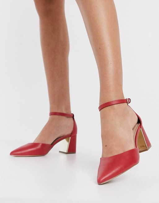 ALDO Gryma block heeled shoe in red leather