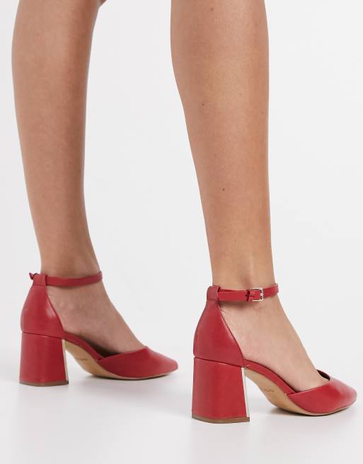 ALDO Gryma block heeled shoes in red leather ASOS