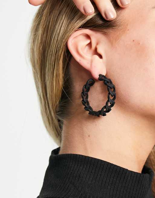 Matte black deals hoop earrings