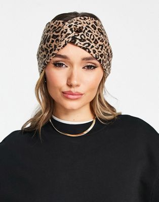 ALDO Gwiren twist knitted headband in leopard print