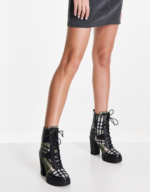 Check lace store up boot