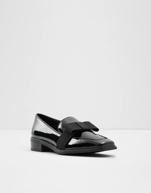 ALDO Hairalle – Czarne lakierowane loafersy z kokardą 