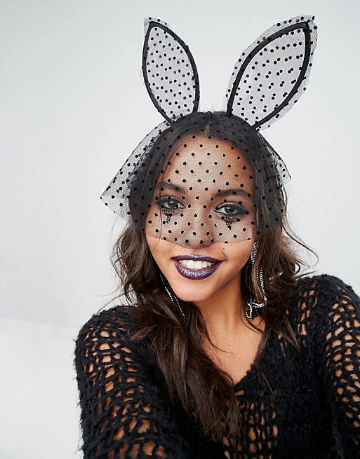 ALDO Halloween Bunny Ear Headband With Dot Veil