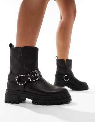 Aldo Harlly Flat Biker Ankle Boot In Black