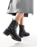 [ALDO] ALDO Harlyy biker ankle boots in black leather 11 BLACK LEATHER