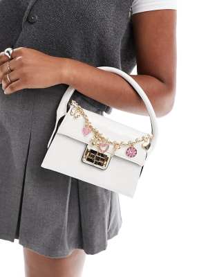ALDO Haven top handle bag with charm detail in white