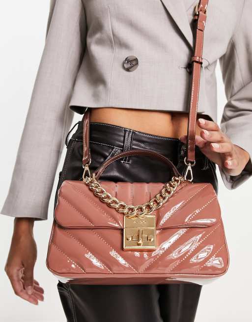 Aldo - Hays - Doorgestikte tas in bruin met goudkleurige hardware