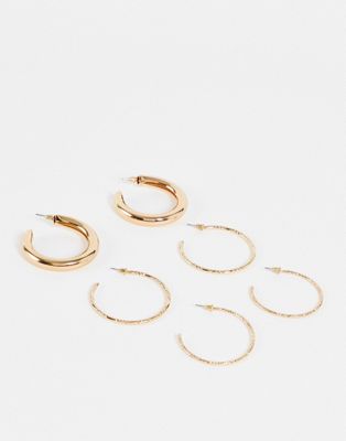 ALDO Helia pack of 3 hoop earrings in gold metal - GOLD