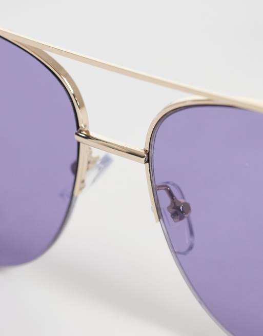 ALDO – Heydi – Pilotensonnenbrille mit goldfarbenem Metallrahmen und blauen Gläsern, 2 von 3