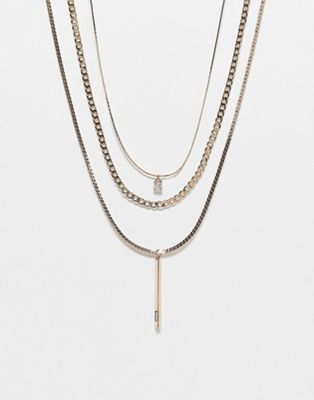 ALDO Hilderstone pack of 3 necklaces with lariat in gold tone